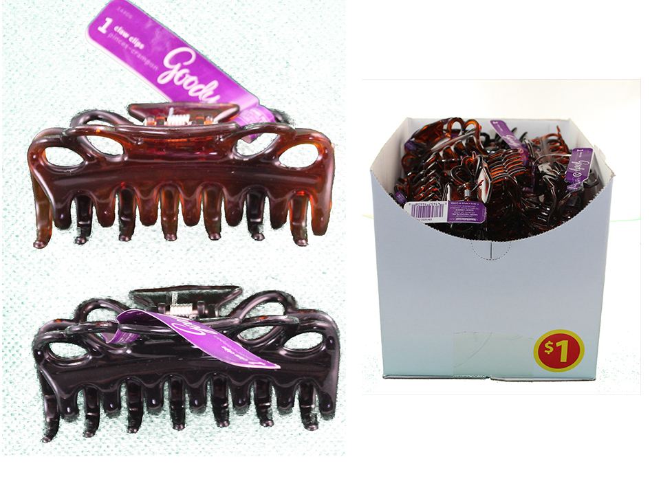 Goody Shelf Box Large Claw Clip (Counter Display) Assorted 22 Black and 22 Tortoise PACK: 88 (2-44'S